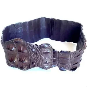 EXOTIC CROCODILE STATEMENT BELT Crocodile Black Luxury Ratchet Belt 1.575 main image 3